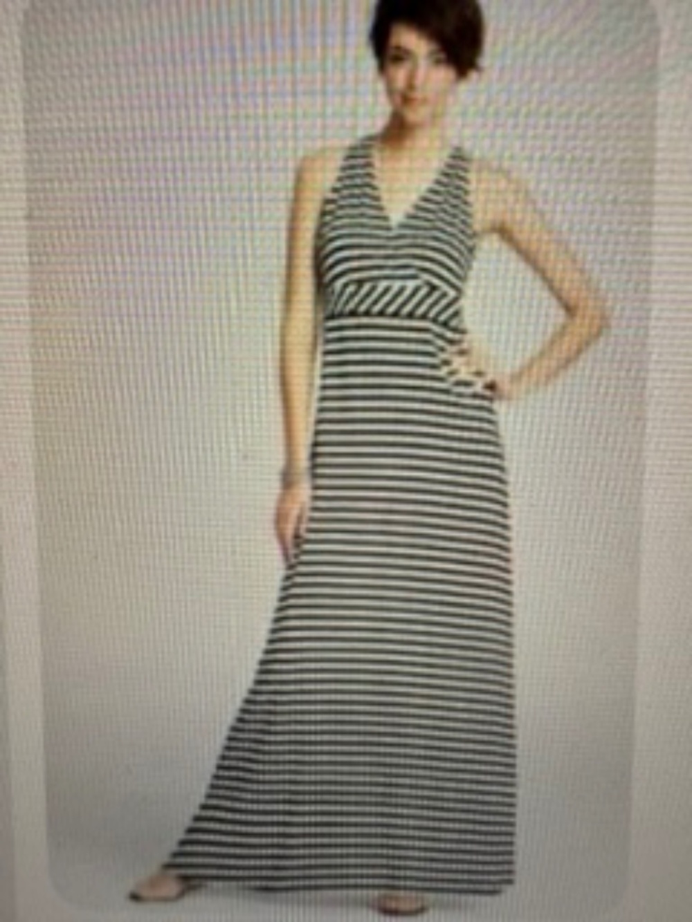 EUC! Ann Taylor Black & White Striped Maxi Dress, Medium- SO FLATTERING!